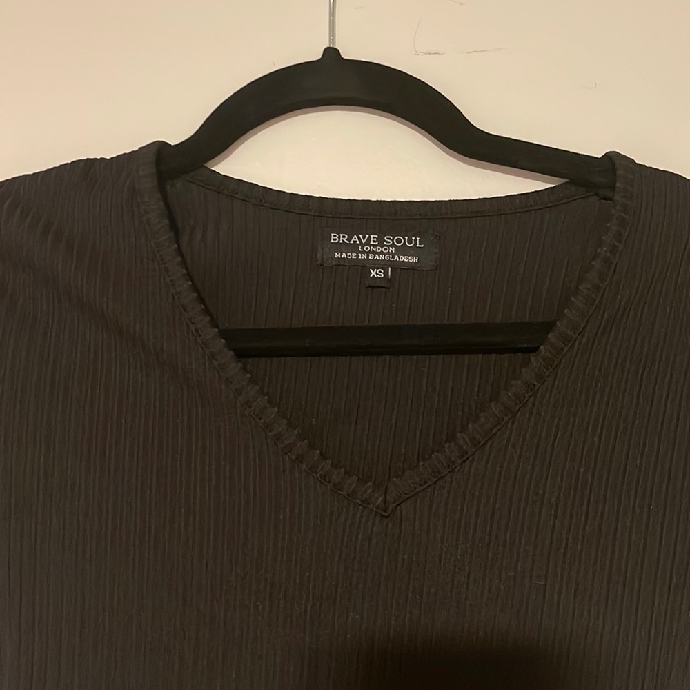 Brave soul black v neck ribbed bodysuit